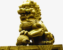 黄色中国风雕刻狮子素材