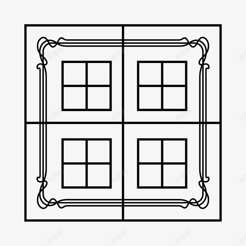 田字框窗户png免抠素材_新图网 https://ixintu.com 四分格 四分格生字本模板 填字格 方格纸 汉字拼音卡 田字格 田字框 窗户 米字格练习本 细线 边框