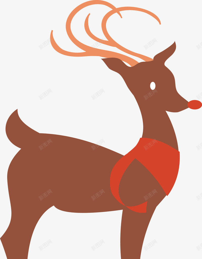 卡通鹿png免抠素材_新图网 https://ixintu.com 圣诞元素 红围巾 麋鹿