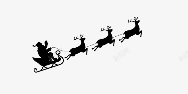 圣诞爷爷的雪橇png免抠素材_新图网 https://ixintu.com 圣诞节 装饰 雪橇 麋鹿 黑色