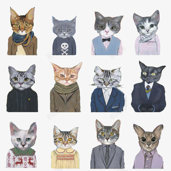 猫先生的时尚psd免抠素材_新图网 https://ixintu.com 动物 卡通 时尚 服饰
