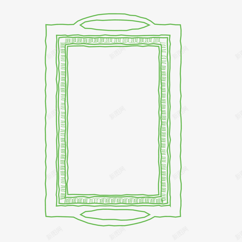 卡通绿色线条边框相框矢量图ai免抠素材_新图网 https://ixintu.com 卡通 相框 线条 绿色 边框 矢量图