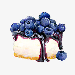 手绘蓝莓蛋糕素材