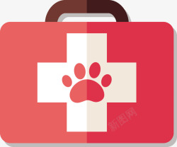 宠物医疗一个红色医疗箱子矢量图高清图片