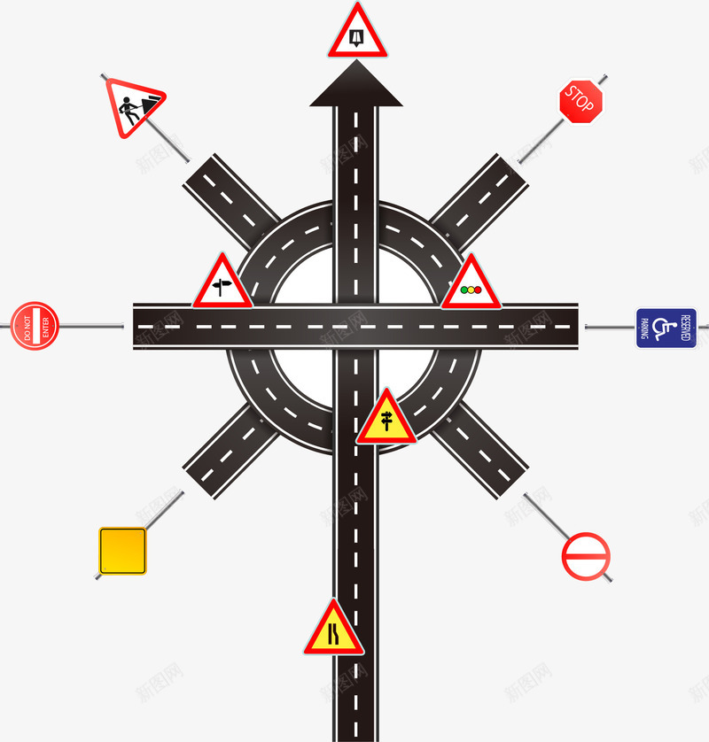 手绘公路矢量图ai免抠素材_新图网 https://ixintu.com 手绘 禁止通行 路标 矢量图