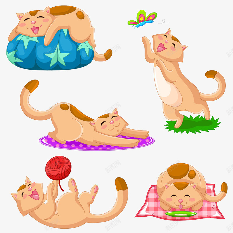 可爱猫猫的图案png免抠素材_新图网 https://ixintu.com 动物 可爱 猫咪 黄色