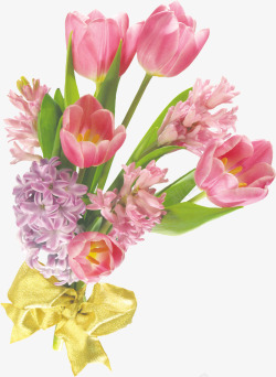 粉色温馨节日手绘花朵素材