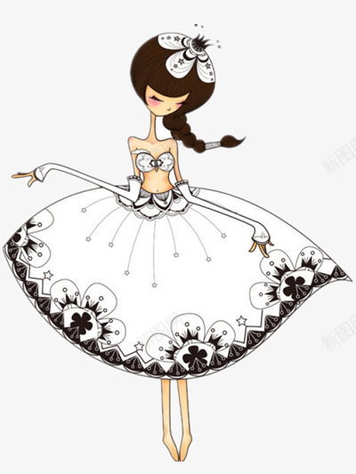 穿着婚纱跳舞的女孩png免抠素材_新图网 https://ixintu.com 动作 发型 可爱 头饰 服饰