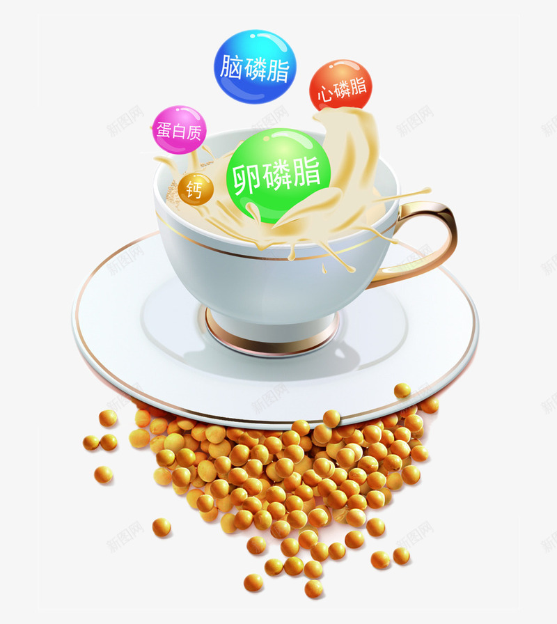 营养黄豆png免抠素材_新图网 https://ixintu.com 杯子 白色 豆奶 黄豆