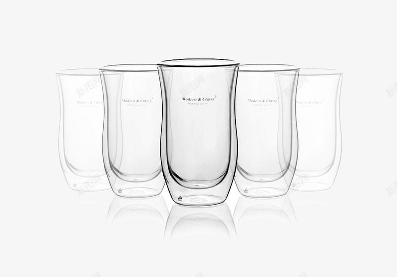 玻璃杯子png免抠素材_新图网 https://ixintu.com 五个 杯子 玻璃 装水