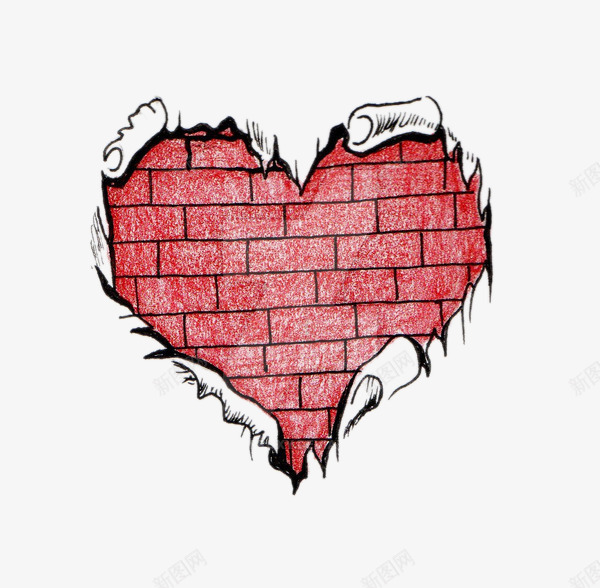 墙壁上的爱心psd免抠素材_新图网 https://ixintu.com 创意 墙壁 手绘 爱心 砖墙