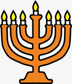 犹太节日蜡烛烛台卡通风格矢量图高清图片