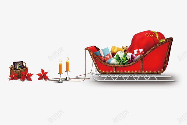 圣诞礼物png免抠素材_新图网 https://ixintu.com 圣诞 圣诞礼物 红色 节日礼物 花 蜡烛