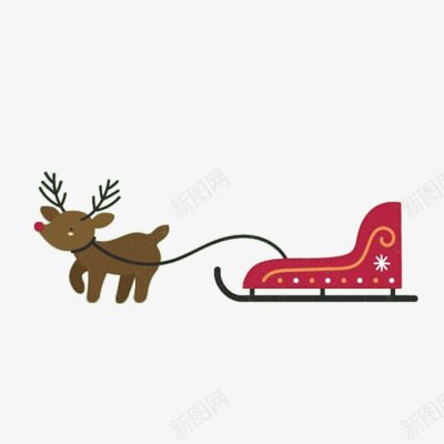 麋鹿拉雪橇png免抠素材_新图网 https://ixintu.com 卡通 圣诞 雪橇 麋鹿