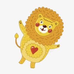 卡通儿童画黄色狮子素材