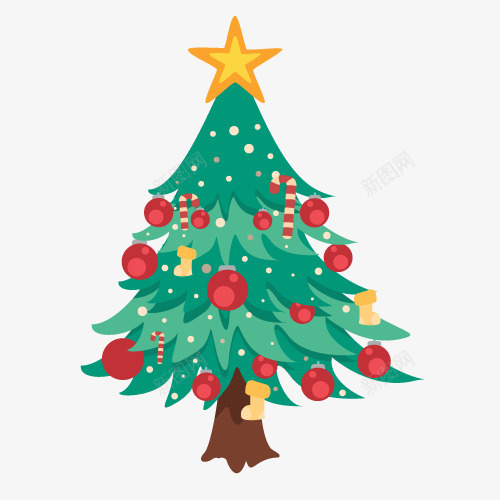 装饰的圣诞树png免抠素材_新图网 https://ixintu.com 卡通形象 圣诞树 圣诞节 松树 绘画 节日 装饰