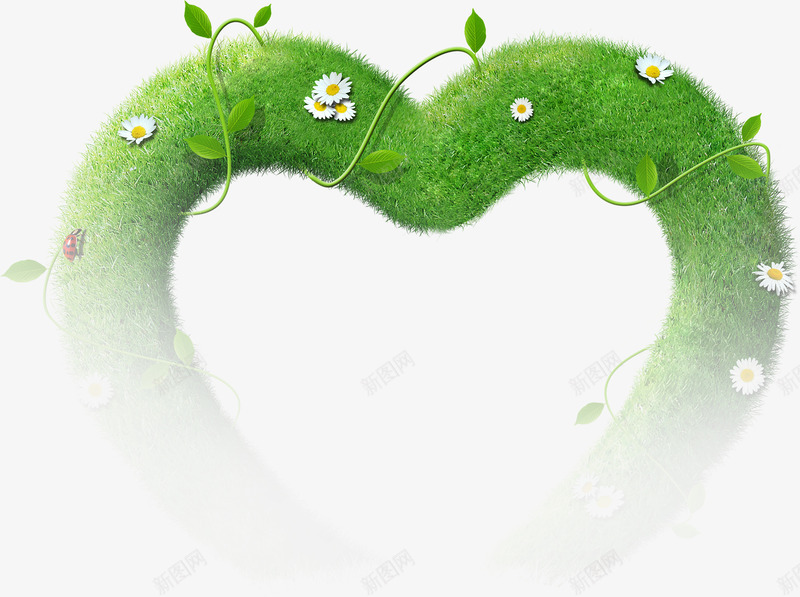 绿色植物环绕的心形png免抠素材_新图网 https://ixintu.com 心形 植物 环绕 绿色