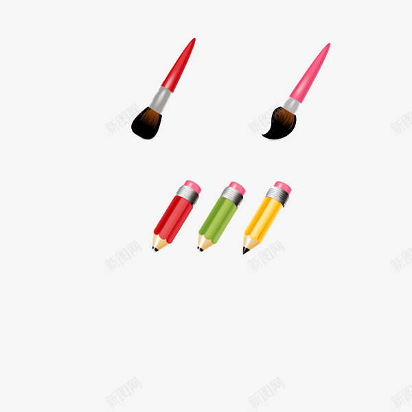水粉笔铅笔psd免抠素材_新图网 https://ixintu.com 免抠素材 卡通笔 彩色铅笔 粉色水粉笔