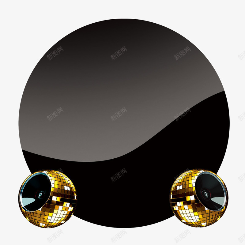 黑色圆形科技感装饰png免抠素材_新图网 https://ixintu.com 科技感 装饰图案 音响 黑色圆形