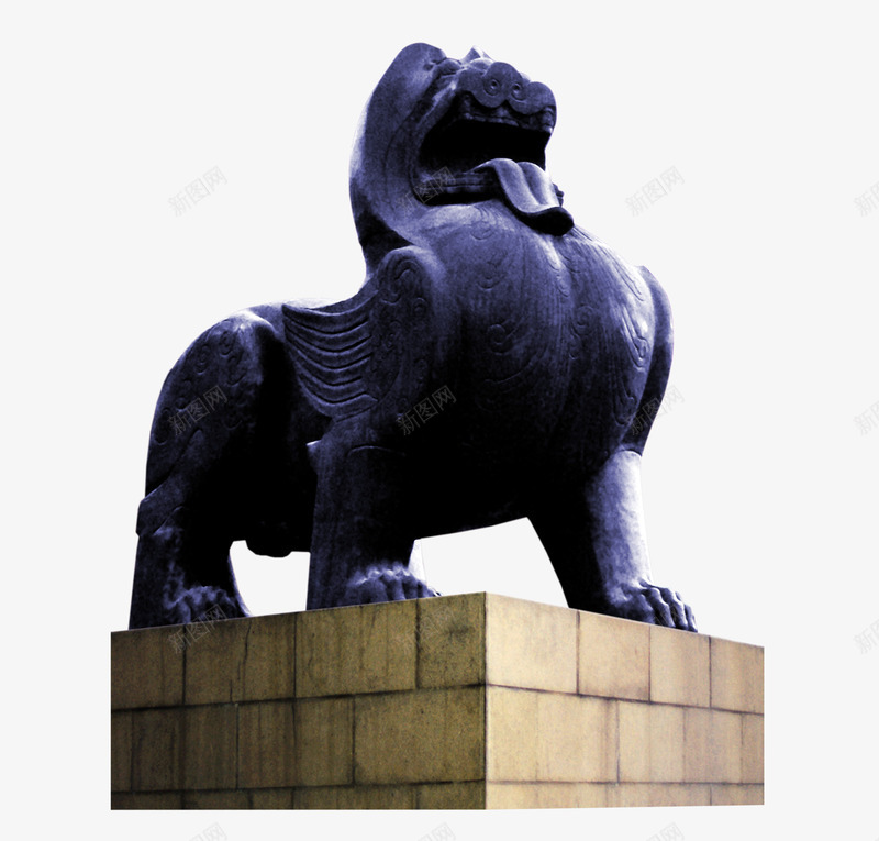石台上额狮子png免抠素材_新图网 https://ixintu.com PNG 狮子 石台 雕像