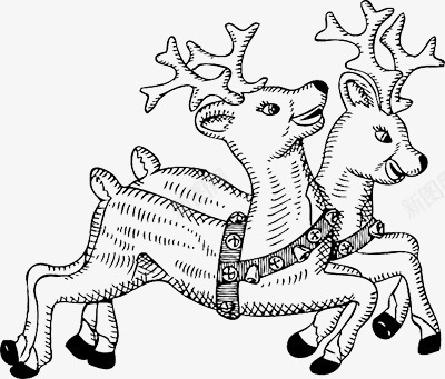 可爱的圣诞节麋鹿手绘png免抠素材_新图网 https://ixintu.com 动物 圣诞节 自然 节日 鹿