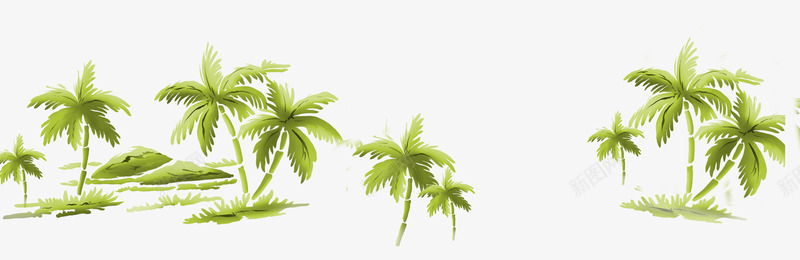 夏日椰树装饰背景psd免抠素材_新图网 https://ixintu.com 夏日 椰树 绿色