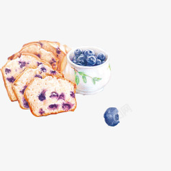 零食面包片蓝莓面包片手绘画片高清图片
