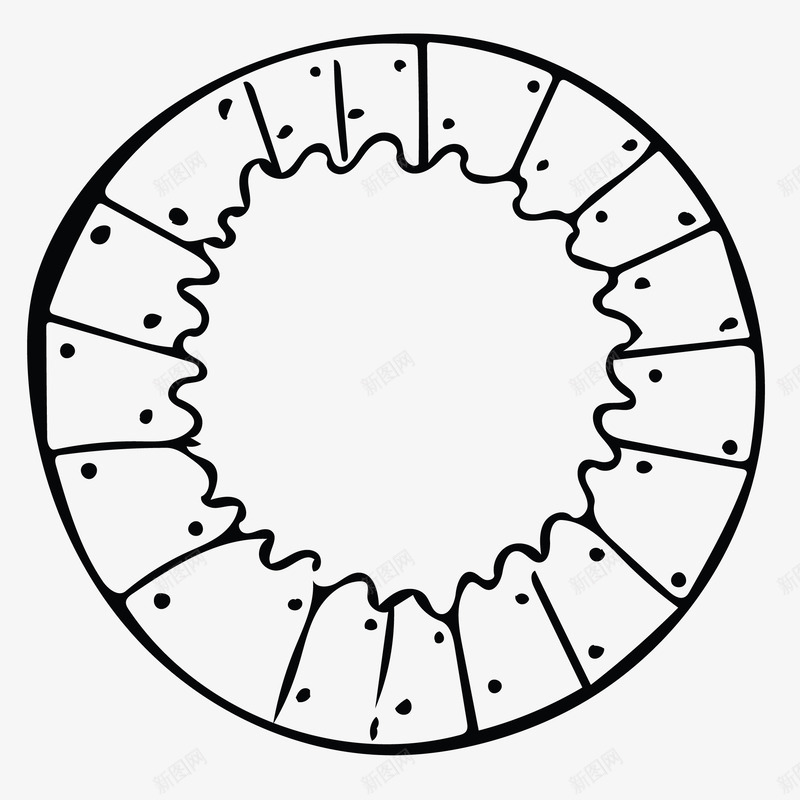 甜甜圈png免抠素材_新图网 https://ixintu.com 圆形 标签边框 简笔画 边框 黑色线条