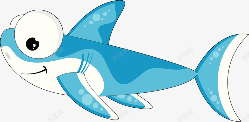 卡通可爱鲨鱼psd免抠素材_新图网 https://ixintu.com 卡通形象 大白鲨 蓝色 鱼类 鲨鱼装