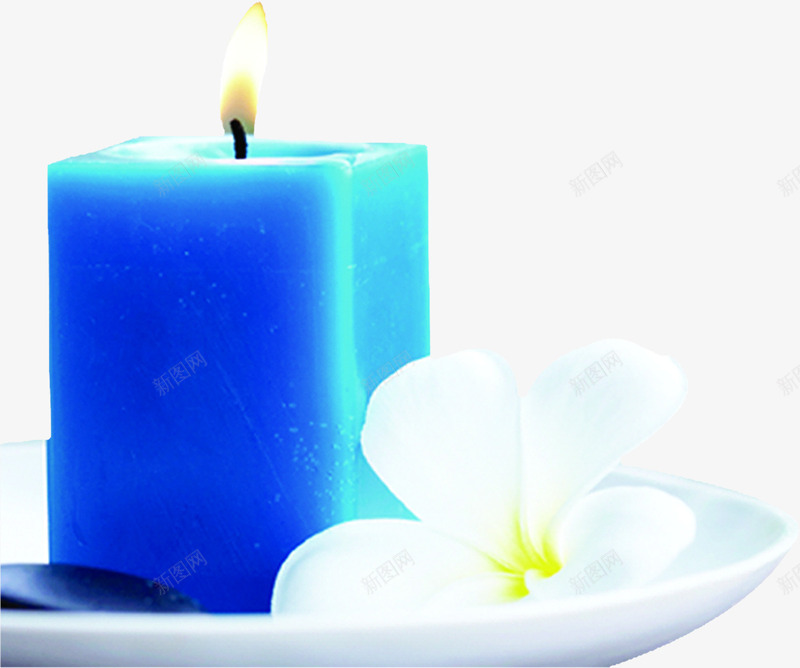 创意效果蓝色蜡烛花朵png免抠素材_新图网 https://ixintu.com 创意 效果 花朵 蓝色 蜡烛