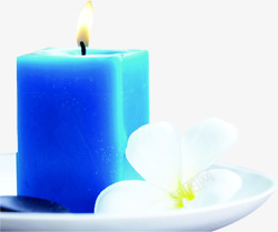 创意效果蓝色蜡烛花朵素材
