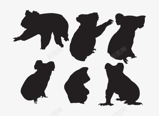 树袋熊霸气逼人熊剪影图标图标