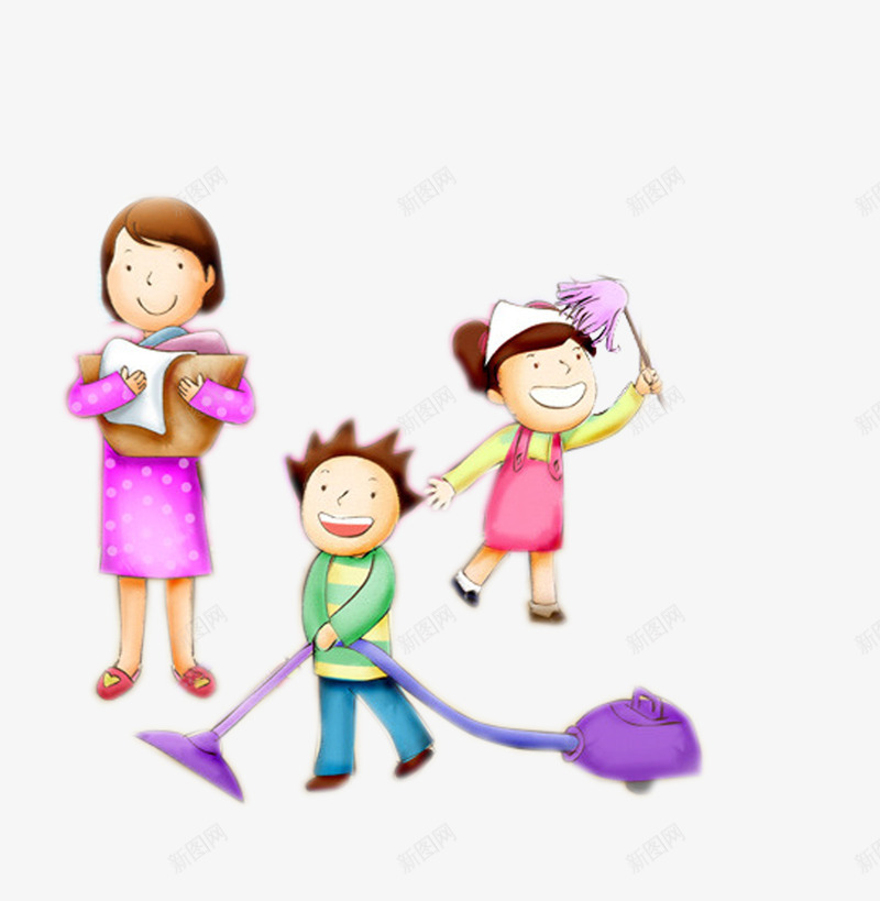 儿童和家长一起大扫除png免抠素材_新图网 https://ixintu.com 习俗 儿童 大扫除 家具 家具卫生 家长 扫除 节日大扫除