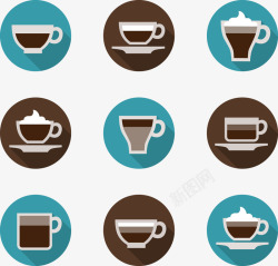 咖啡种类手绘咖啡种类图标高清图片