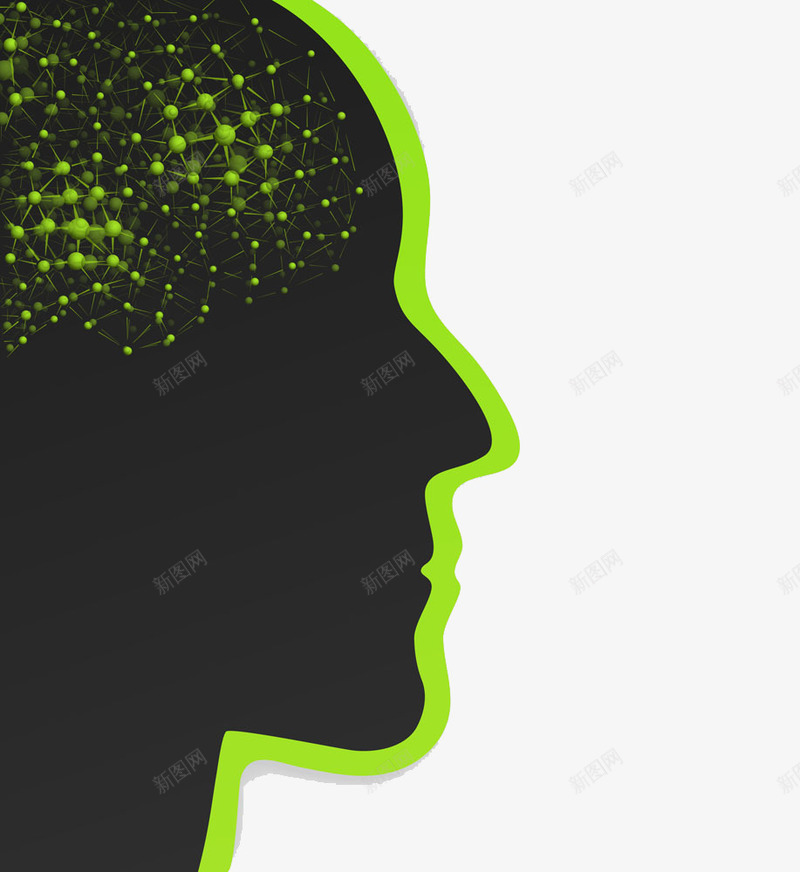 头部和分子结构大脑png免抠素材_新图网 https://ixintu.com 分子 大脑 结构