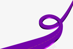 手绘紫色立体公路装饰素材