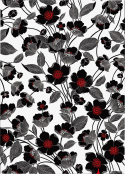 暗黑花卉图案服饰图案矢量图素材
