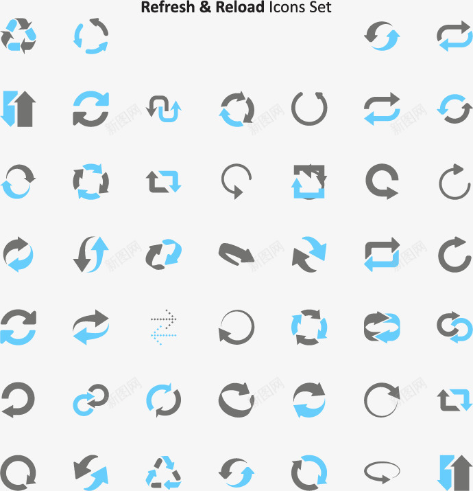 一组循环箭头图标png_新图网 https://ixintu.com 刷新箭头 循环箭头 收尾拼接箭头