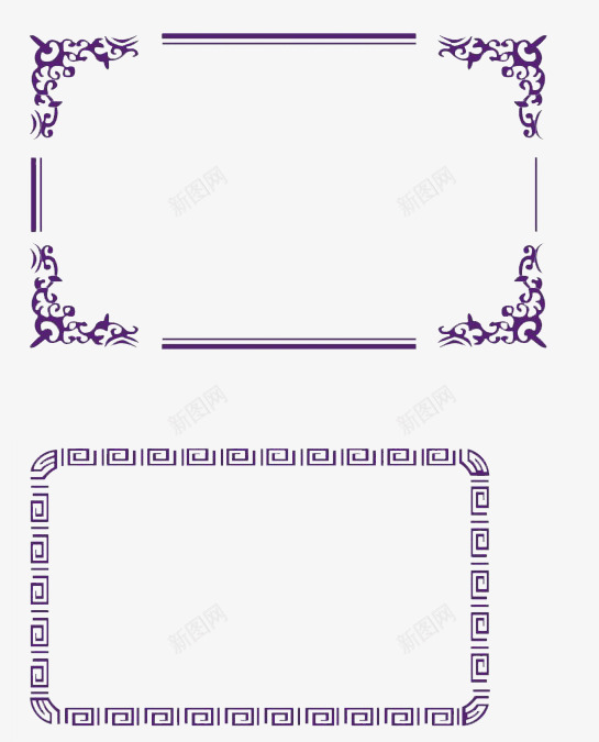 中国风紫色线框png免抠素材_新图网 https://ixintu.com 中国风 中国风线框 紫色 线框