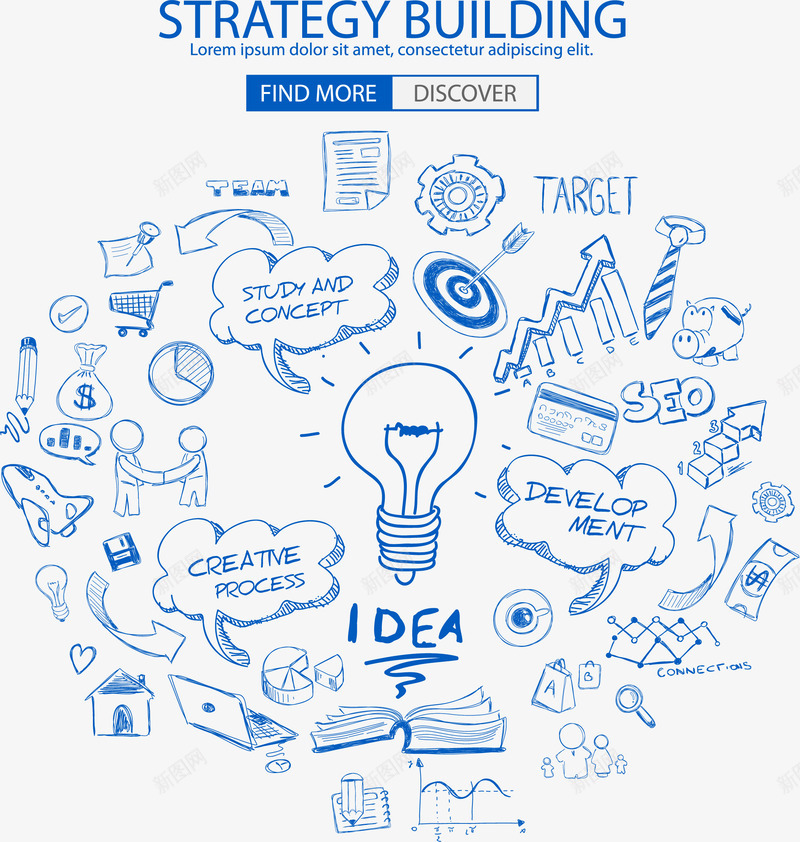 手绘商务元素矢量图eps免抠素材_新图网 https://ixintu.com 信息图表 商务元素 生活百科 矢量元素 金融商务 矢量图