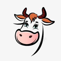 彩绘小牛卡通动物手绘奶牛高清图片
