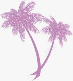 手绘紫色椰树图案矢量图素材