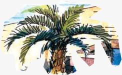 手绘漫画椰树装饰素材