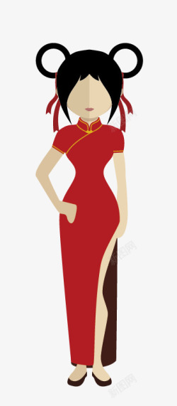 中国服饰中国元素旗袍服饰人物矢量图高清图片