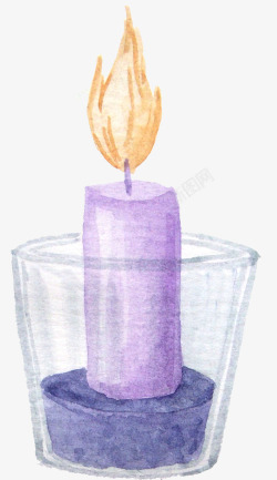 紫色玻璃杯蜡烛高清图片