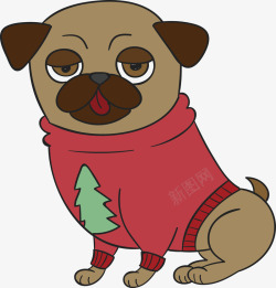 毛衣狗狗穿红毛衣的狗狗矢量图高清图片