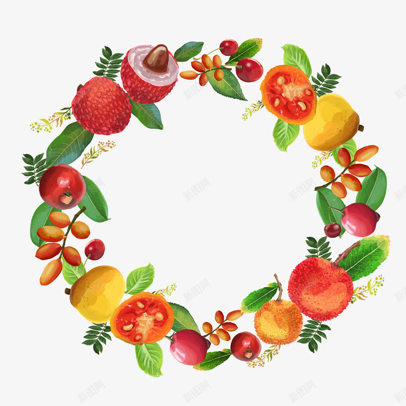 彩色的水果png免抠素材_新图网 https://ixintu.com png图形 png装饰 圆环 水果 装饰 食物