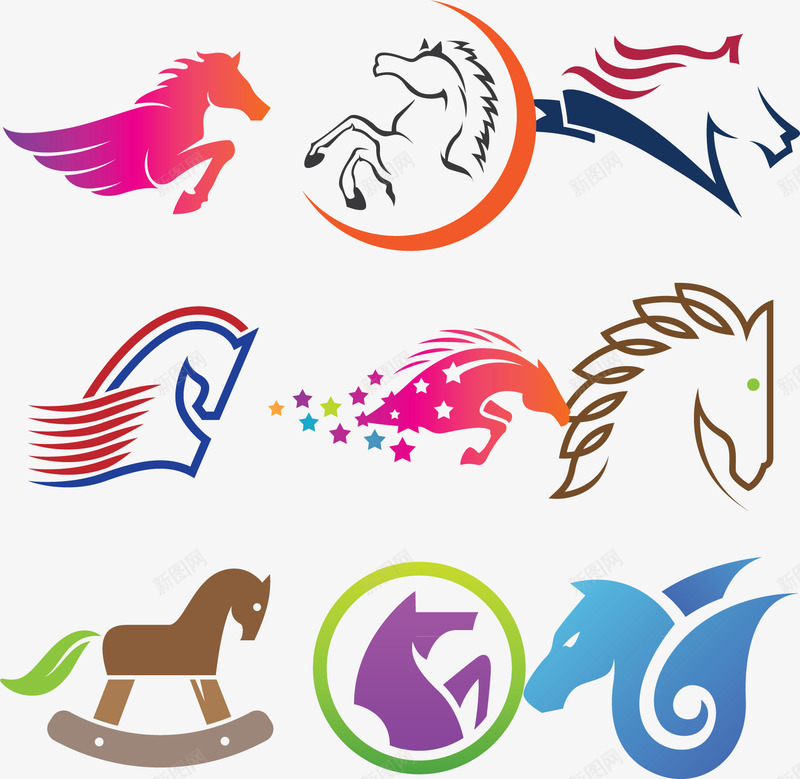 创意logo马头图标png_新图网 https://ixintu.com AI符号 ai 卡通马 标志图标 标志设计 白色 矢量素材 马 马的标志设计