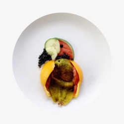 鹦鹉状个性的鹦鹉状食物摆盘片高清图片