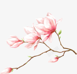 手绘唯美古风桃花装饰素材